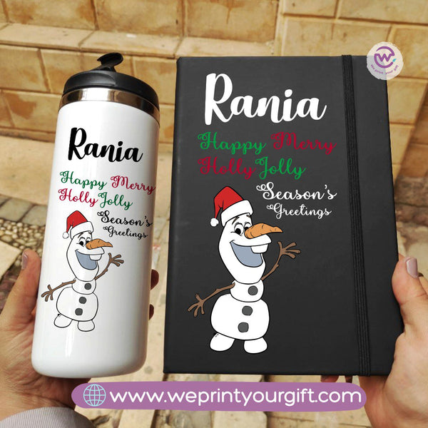 Christmas Set – Starbucks Mug + Rubber Notebook-Snowman