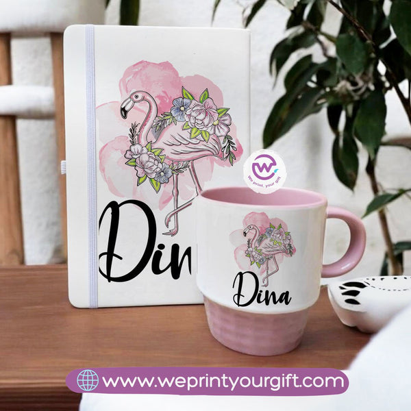 Pink Set- (Ribbed mug+ Notebook)- Floral