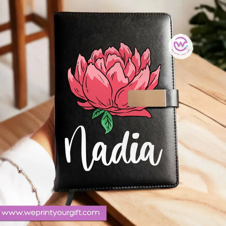 Leather Notebook with Magnetic clip-EN Names - WE PRINT