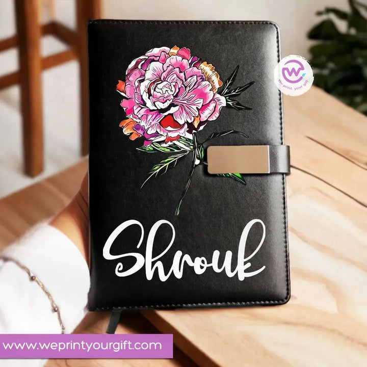 Leather Notebook with Magnetic clip-EN Names - WE PRINT