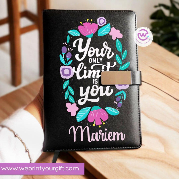 Leather Notebook with Magnetic clip- Motivational-A - WE PRINT