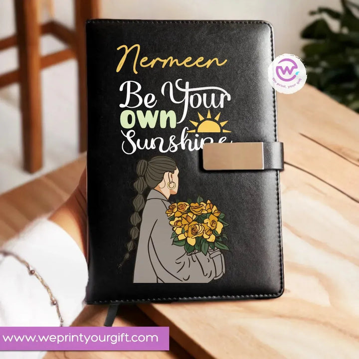 Leather Notebook with Magnetic clip-Motivational EN quotes - WE PRINT