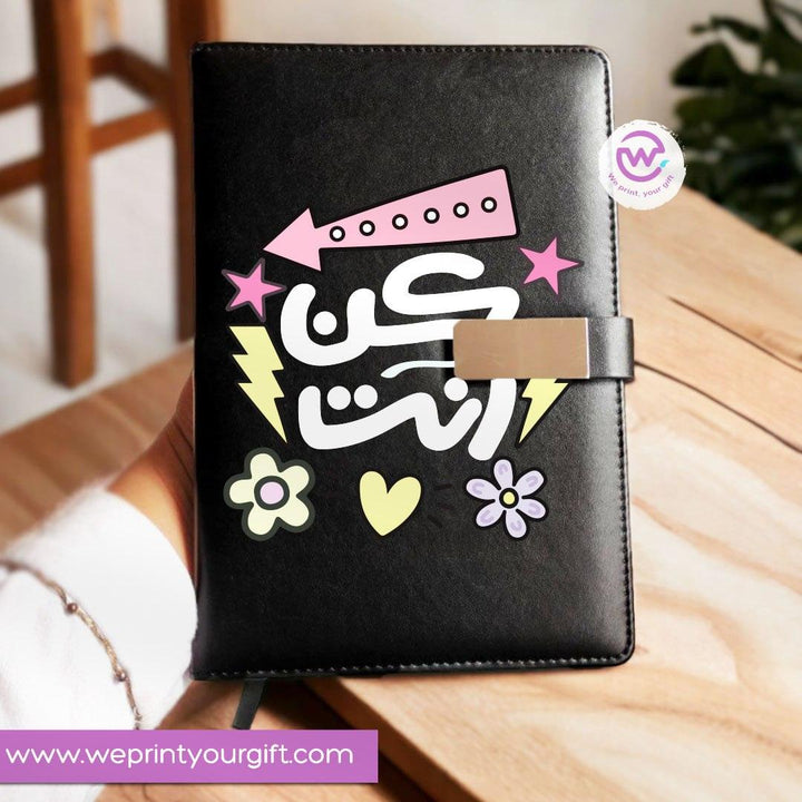 Leather Notebook with Magnetic clip- Motivational - WE PRINT