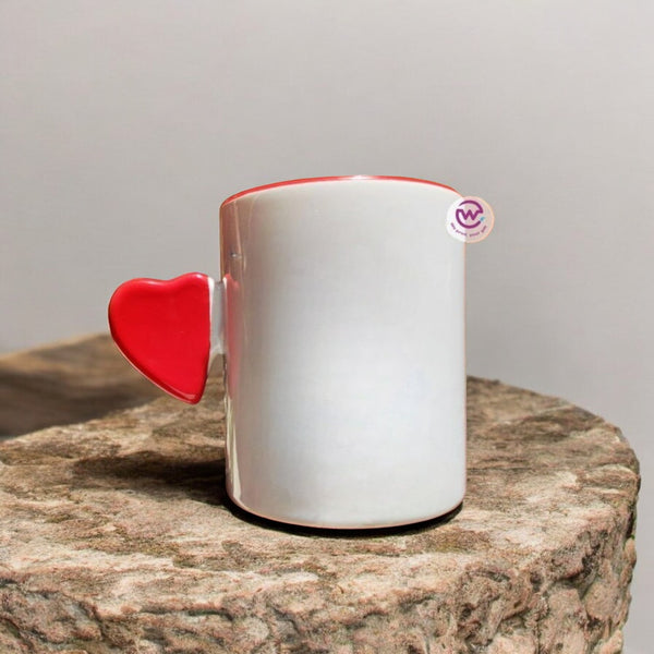 Mug-With Solid Heart Handle -Customization Option - WE PRINT