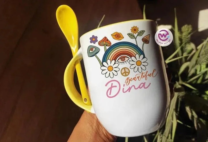 Mug-With Spoon -Retro-B - WE PRINT