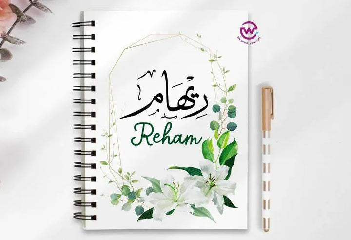 Notebook - A5 Size - Names-flowers background - WE PRINT