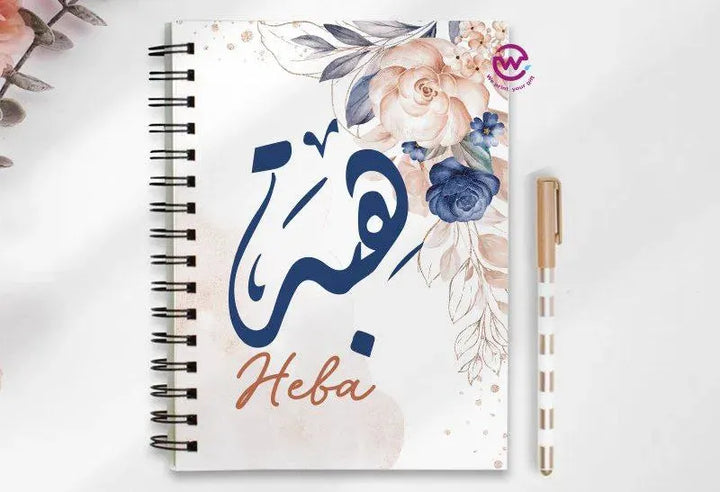 Notebook - A5 Size - Names-flowers background - WE PRINT