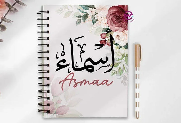 Notebook - A5 Size - Names-flowers background - WE PRINT