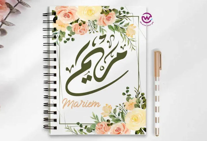 Notebook - A5 Size - Names-flowers background - WE PRINT