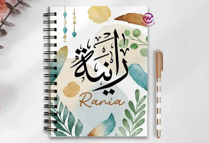 Notebook - A5 Size - Names-flowers background - WE PRINT