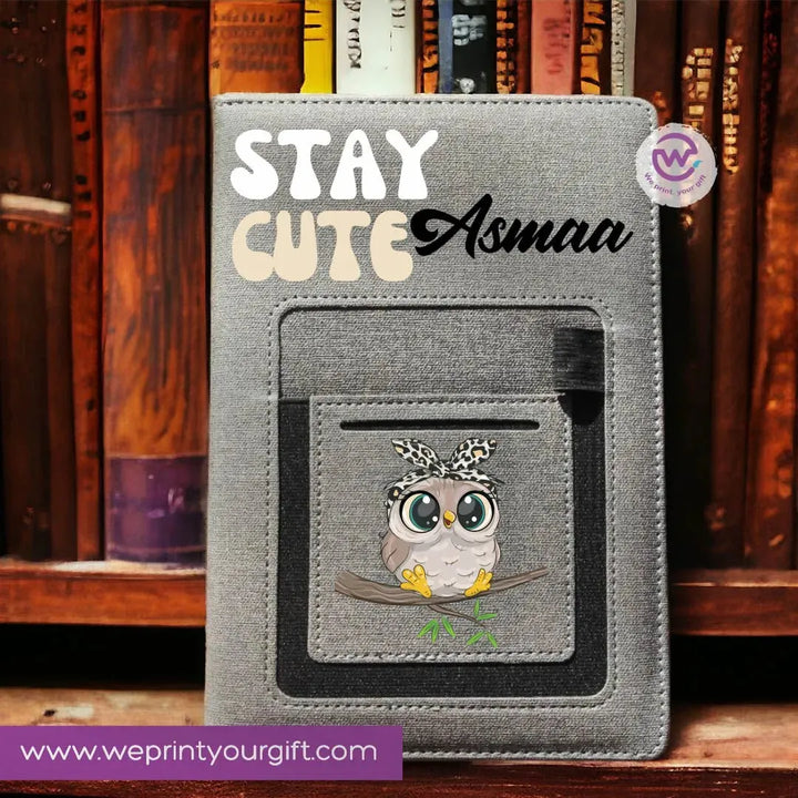 Notebook with fabric Cover& pocket- Owl - WE PRINT