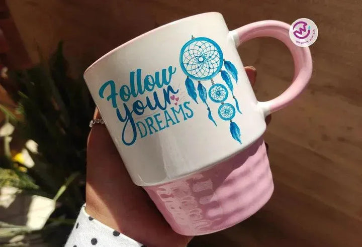 Ribbed Mug - Pink - Dream Catcher - WE PRINT