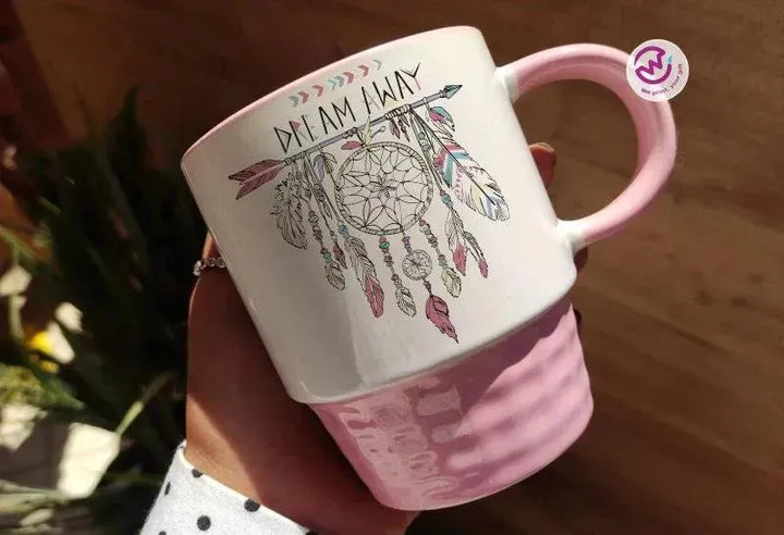 Ribbed Mug - Pink - Dream Catcher - WE PRINT