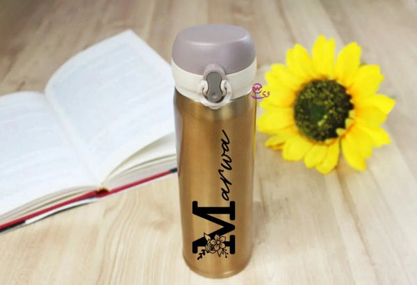 Thermal Mug With lock -Gold-Names A - WE PRINT