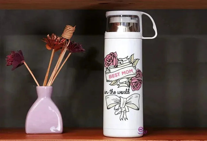 Thermal Thermos With Cup -Stainless Steel - Family - WE PRINT