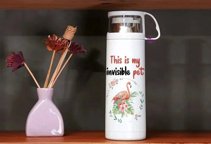 Thermal Thermos With Cup - Stainless Steel - Flamingos - WE PRINT