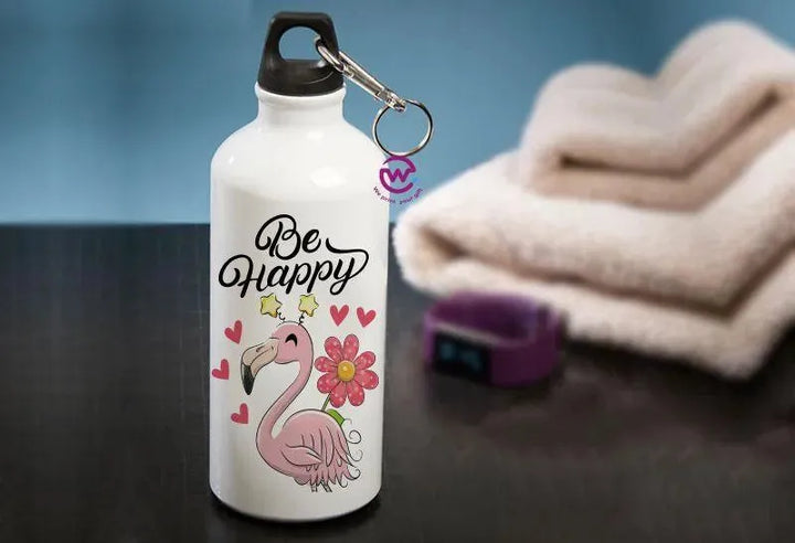 Water Bottle flask -Aluminium - Flamingo - WE PRINT