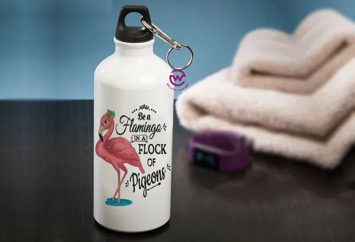 Water Bottle flask -Aluminium - Flamingo - WE PRINT