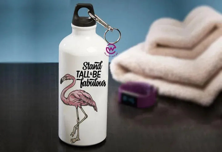 Water Bottle flask -Aluminium - Flamingo - WE PRINT