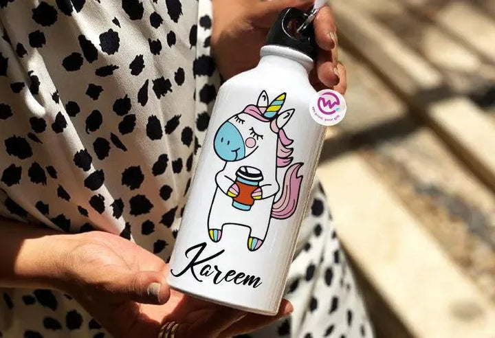 Water Bottle flask-Aluminium - Unicorn - WE PRINT