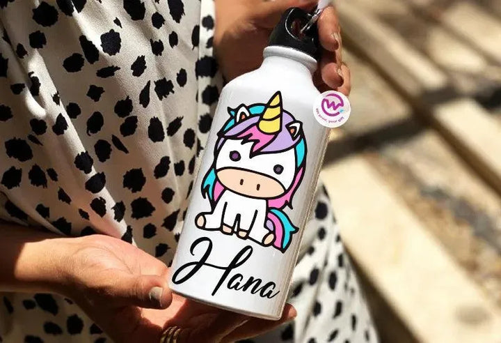 Water Bottle flask-Aluminium - Unicorn - WE PRINT