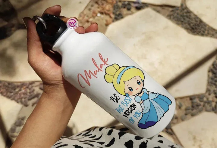 Water Bottle flask -Aluminum -DISNEY PRINCESS - WE PRINT