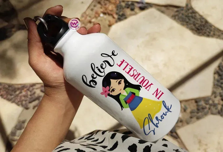 Water Bottle flask -Aluminum -DISNEY PRINCESS - WE PRINT