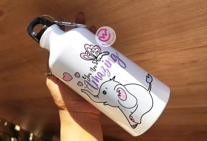 Water Bottle flask -Aluminum -Elephant - WE PRINT