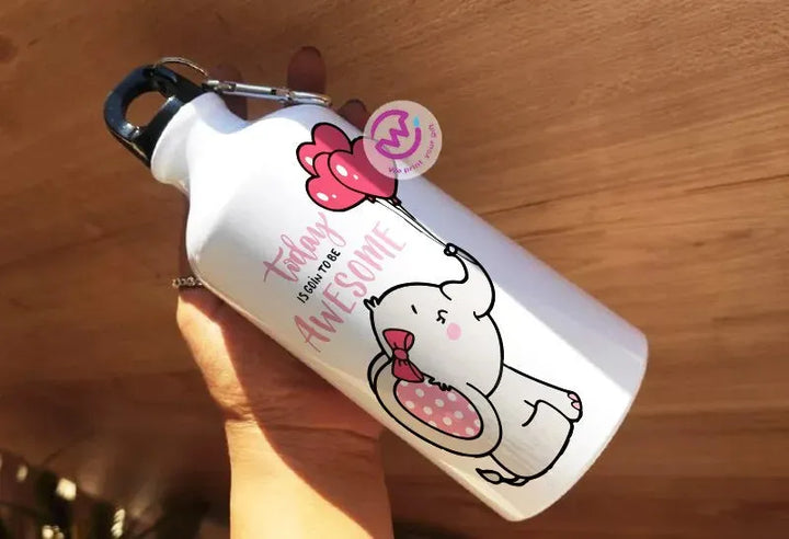 Water Bottle flask -Aluminum -Elephant - WE PRINT