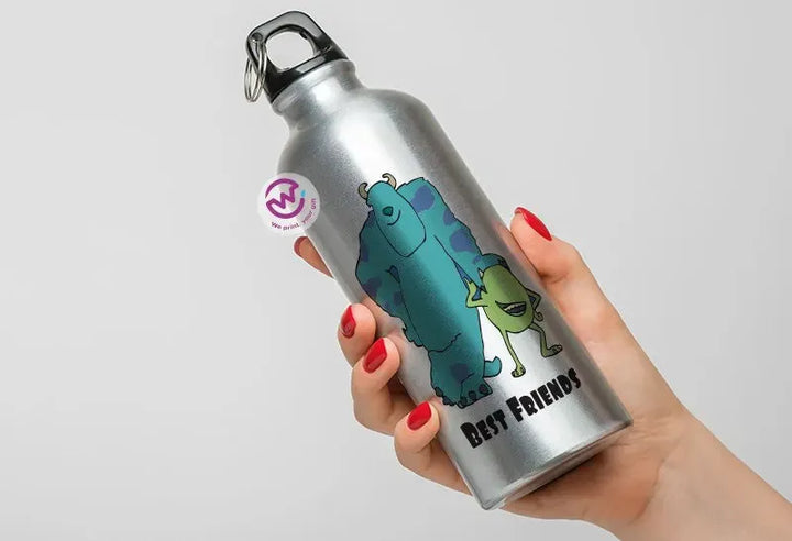 Water Bottle flask -Aluminum -Monsters - WE PRINT