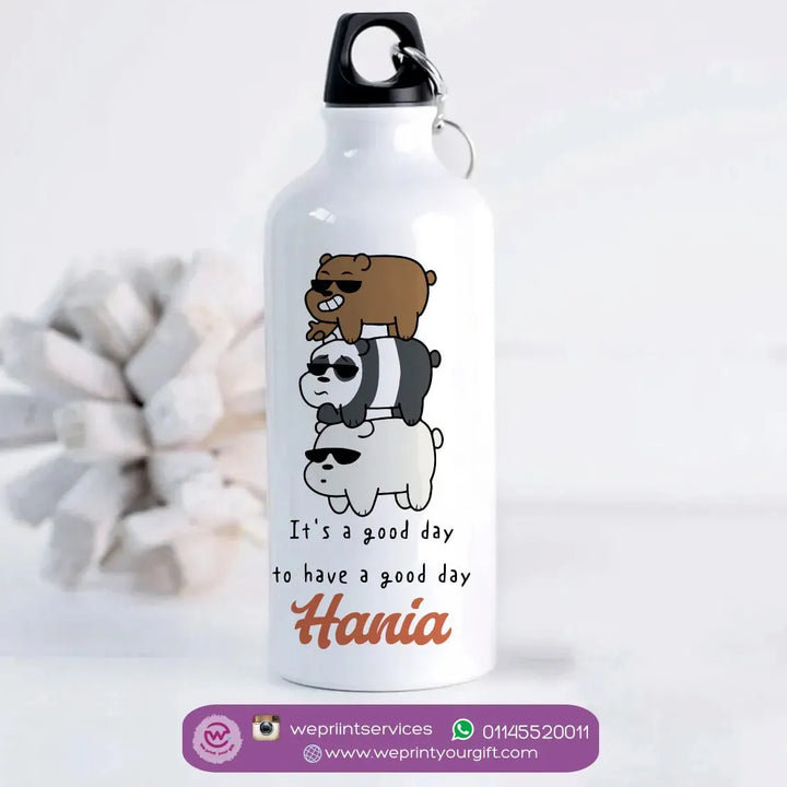 Water Bottle flask -Aluminum -Three Bears - WE PRINT